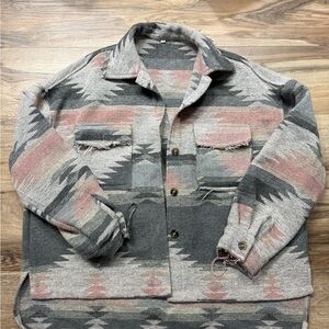 Women’s Patterned Jacket - Gray and Pink
